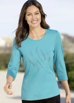 Shirt mit 3/4-langen Ärmeln in 3 Farben