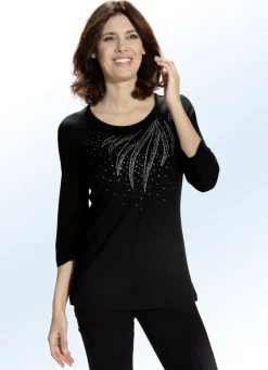 Shirt mit schmückender Steinzier in 2 Farben