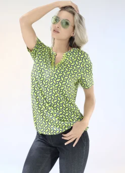 Shirt mit Zierband am V-Schlitz