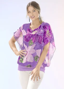 Shirtbluse mit Chiffon-Überwurf in 2 Farben