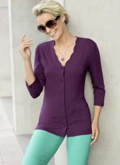 Shirtbluse mit durchgehender Knopfleiste in 2 Farben