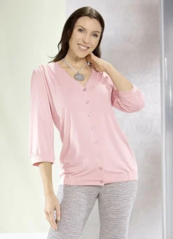 Shirtbluse mit durchgehender Knopfleiste in 2 Farben