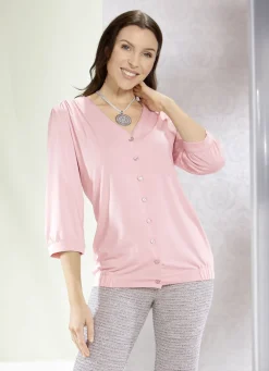 Shirtbluse mit durchgehender Knopfleiste in 2 Farben