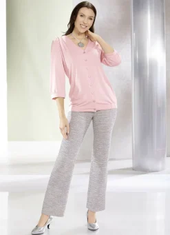 Shirtbluse mit durchgehender Knopfleiste in 2 Farben