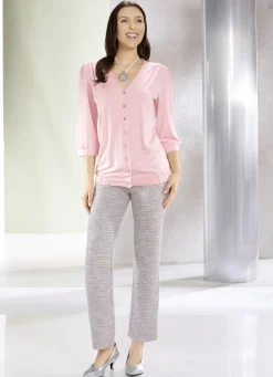 Shirtbluse mit durchgehender Knopfleiste in 2 Farben