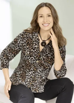 Shirtbluse mit Leo-Print