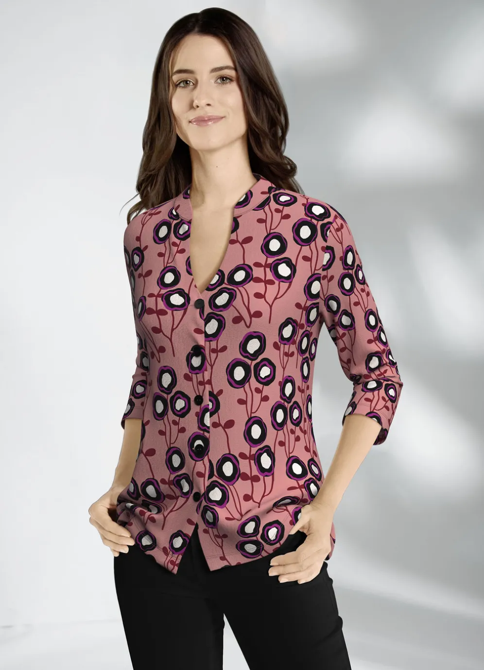 Shirtbluse mit Stehkragen