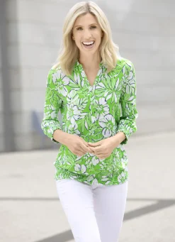 Shirt-Tunika mit floralem Dessin