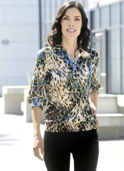 Shirt-Tunika mit gesmokten Armabschlüssen