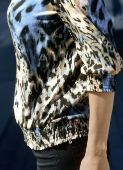 Shirt-Tunika mit gesmokten Armabschlüssen