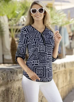 Shirt-Tunika mit Lederimitat-Besatz
