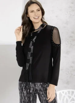 Shirt-Tunika mit Netz-Einsatz