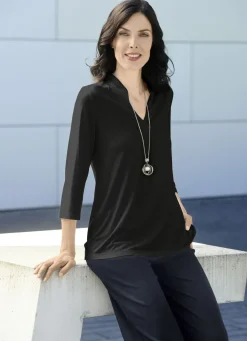 Shirt-Tunika mit Stehkragen