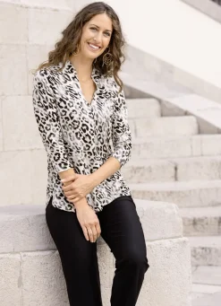 Shirt-Tunika mit Stehkragen