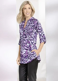 Shirt-Tunika mit Stehkragen