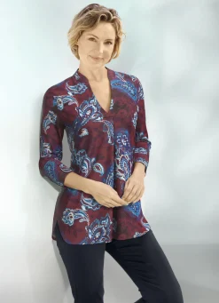 Shirt-Tunika mit Stehkragen