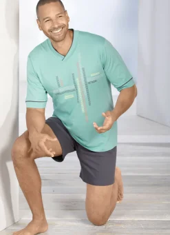 Shorty mit platziertem Druck und V-Ausschnitt