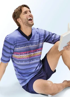 Shorty mit V-Ausschnitt und platziertem Druckmotiv vorne