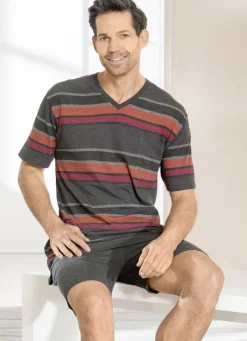 Shorty mit V-Ausschnitt und Ringeldessin