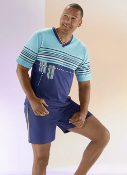 Shorty mit V-Ausschnitt und Ringeldessin