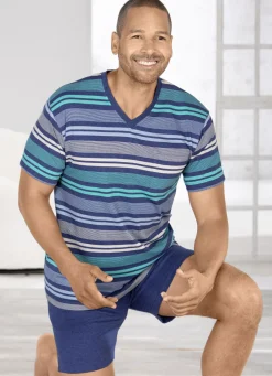 Shorty mit V-Ausschnitt und garngefärbtem Ringel