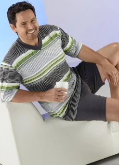 Shorty mit V-Ausschnitt und Ringeldessin