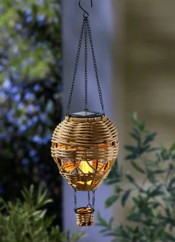 Solar-Hängeballon in Rattan-Optik