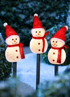 Solar-Stecker Schneemann, 3er-Set