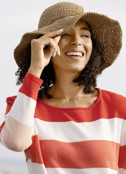 Sommerlicher Damen-Hut aus Papierstroh mit Zierkordel