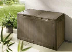 Spritzwasserbeständige Aufbewahrungsboxen in Holzoptik