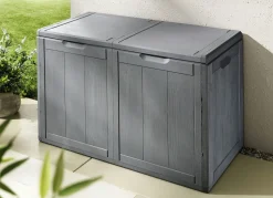 Spritzwasserbeständige Aufbewahrungsboxen in Holzoptik