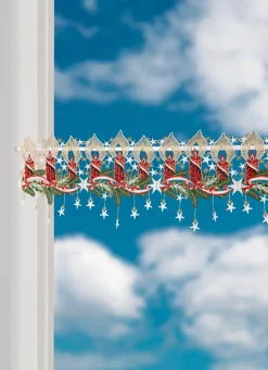 Stangendeko aus echter Plauener Spitze mit Stangendurchzug