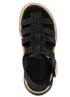 Stegspangen-Sandale mit Kork-Besätzen