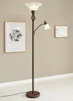 Stehleuchte aus Metall mit Glasschirmen