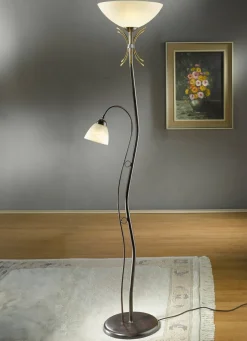 Stehleuchte, 2-flammig, mit Gestell aus Eisen