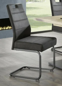 Stühle, 4er-Set, mit Microfaser-Bezug in Vintage-Optik