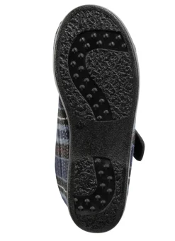 Stiefelette aus kariertem Textilmaterial