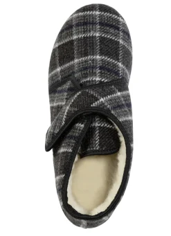 Stiefelette aus kariertem Textilmaterial