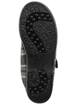 Stiefelette aus kariertem Textilmaterial