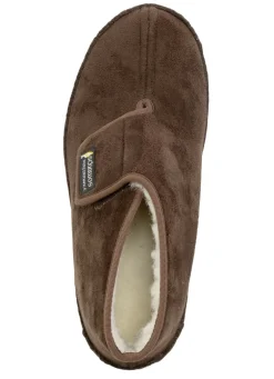 Stiefelette aus Veloursmaterial mit Klettverschluss