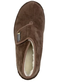 Stiefelette aus Veloursmaterial mit Klettverschluss