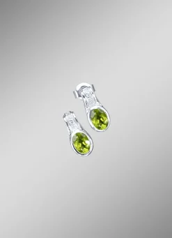 Strahlende Ohrstecker mit echt Peridot und synth. Zirkonia