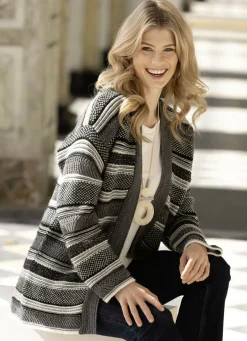 Strickjacke mit Alpaka und in Strukturmix