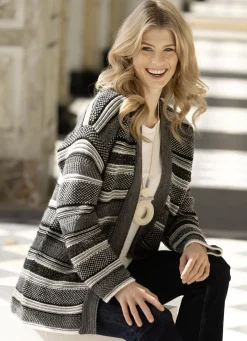 Strickjacke mit Alpaka und in Strukturmix