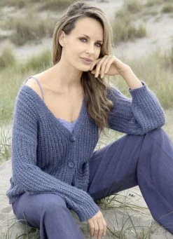 Strickjacke mit Paillettengarn