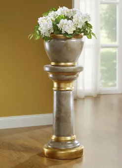 Säule mit Übertopf aus italienischer Keramik