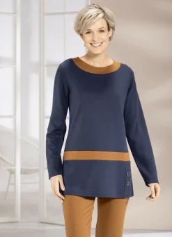 Sweatshirt mit Kontrastblende in 2 Farben