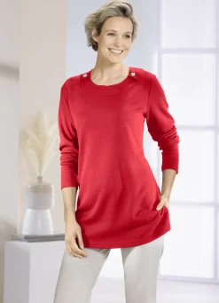 Sweatshirt mit Zierknöpfen in 2 Farben