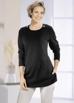 Sweatshirt mit Zierknöpfen in 2 Farben