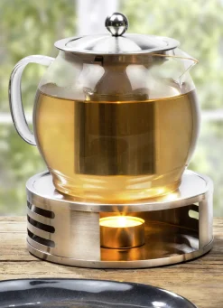 Tee-Set mit Stövchen aus Edelstahl